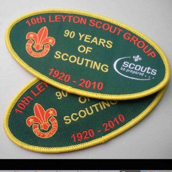 FaBriek groothandel aangepaste topkwaliteit ovale vorm overlocking kleding school geweven Badge