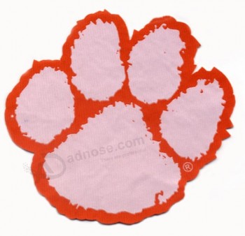 Factory direct wholesale customized top quality Laser Cut Pug Shape Woven Badge