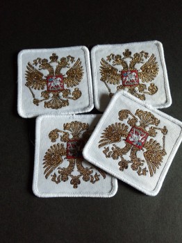 定制顶级金色金属线锦缎编织徽章