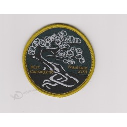 批发定制高-结束merrow圆形服装编织徽章