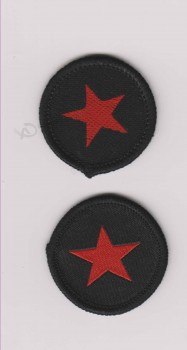 Wholesale customized high-end Black Background Red Star Garment School Woven Badge