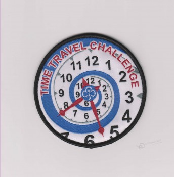 卸売カスタマイズ高-カスタマイズされた時計のデザイン衣類織物バッジ