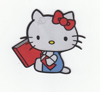 批发定制高-结束hello kitty cat服装编织徽章