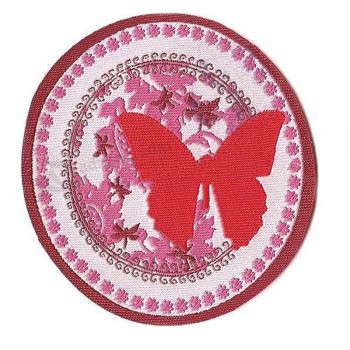 Groothandel op maat gemaakt hoog-Einde vlinder ontwerp kleding geweven Badge