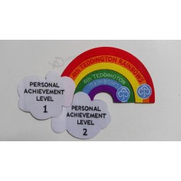 Wholesale customized high-end Rainbow Design Laser Cut Shape for Clothing Woven Badge