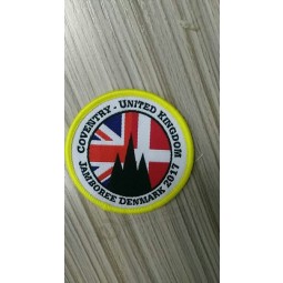 Wholesale customized high-end Round Shape Overlocking Woven Badge