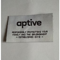 Wholesale customized high-end White and Black Colour Damask Main Woven Label