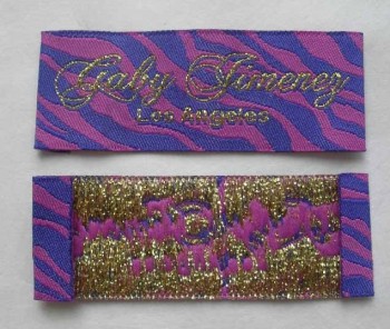 Wholesale customized high-end Taffeta Quality Gold Metalic Thread Text Garment Woven Label