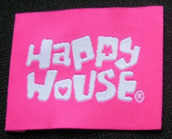 Wholesale customized high-end Taffeta Quality Happy Hourse Design Endfolded Clothing Woven Label