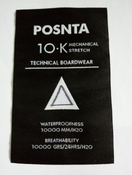 Wholesale customized high-end Taffeta Quality Black Background White Text Garment Woven Label