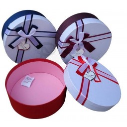 Cheap Custom Round Gift Box with Ribbon for Packing