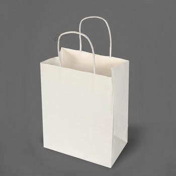 Sacchetto regalo personalizzato per la spesa in carta kraft bianca con manico