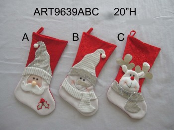Wholesale 20"H Santa, Snowman and Moose Christmas Decoration Stocking