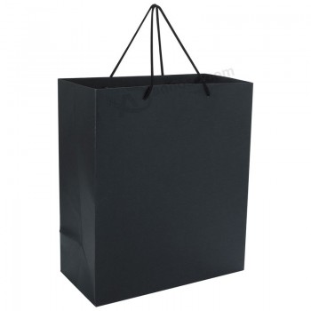 Bolsa de regalo de compras de papel de Kraft negro a medida barato con la manija