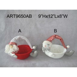 Wholesale 9"H Santa and Snowman Christmas Gift Basket