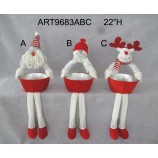 批发22“h悬挂有腿圣诞装饰礼品篮 -  3asst