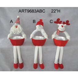 Wholesale 22"H Dangle Legged Christmas Decoration Gift with Basket-3asst