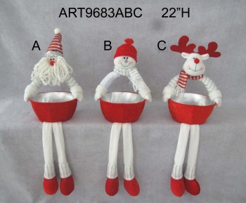 Wholesale 22"H Dangle Legged Christmas Decoration Gift with Basket-3asst