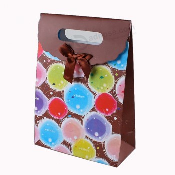 Custom Paper Gift Shopping Bag with Ribbon Tape Wholesale