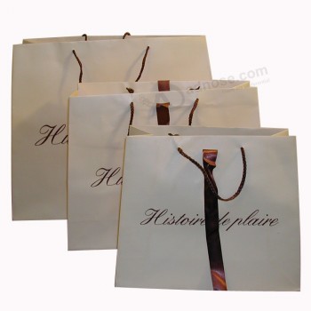 Papieren boodschappentas met lint en aangepaste logo groothandel