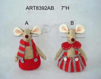 Wholesale 7"H Christmas Decoration Boy and Girl Mouse-2asst.