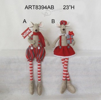 Wholesale Holiday Decoration Gift Long Legged Mouse Sitter -2asst.
