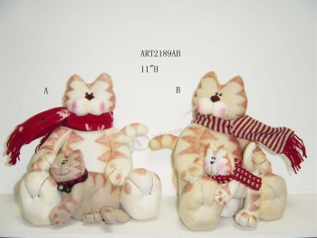 Wholesale 11"H Mom Cat with Baby Christmas Home Decoration-2asst