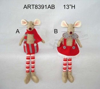оптовый 13-дюймовый мальчик и девочка мышь с полосой ноги-2asst.-рождественские украшения