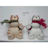 批发11“h羊毛猫与婴儿，2助理-圣诞装饰