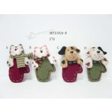 批发5“h假日羊毛猫狗手套，2个助手-圣诞饰品