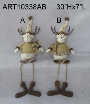 Wholesale Dangle Legged Reindeer with Knitted Jackets and Berry Horns