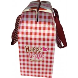 Paper Bag with Red Pane Printing and Handle Wholesale