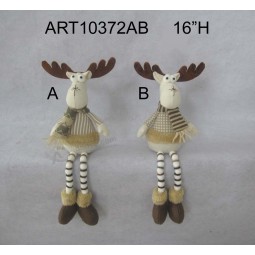 Wholesale 16"H Shelf Sitter Reindeer with Pompom Legs, 2 Asst-Christmas Gift