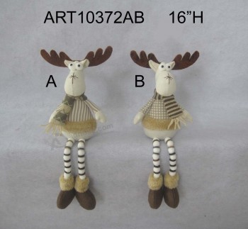 Wholesale 16"H Shelf Sitter Reindeer with Pompom Legs, 2 Asst-Christmas Gift