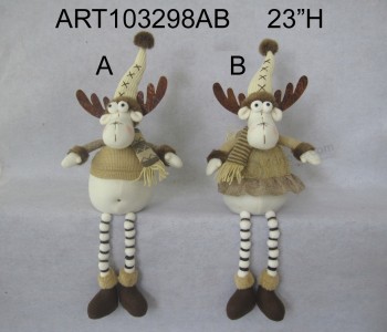 Wholesale Merry Christmas Rmoose Self Sitter with Pompom Legs-2asst