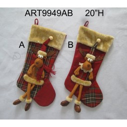 卸売毛皮のカフは、脚をしたトナカイクリスマスプレゼントストッキング