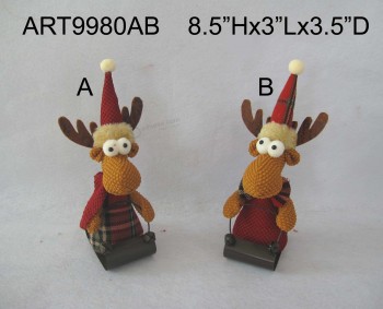 Wholesale Christmas Decoration Gift Reindeer on Metal Sled-2asst