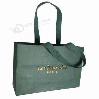 Cheap Custom Recycled Paper Shopping Bag with Logo in Gold Foil