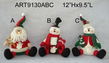Wholesale 12.5"H Sitting Santa and Snowman, 2 Asst-Christmas Decoration