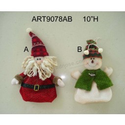 Wholesale 10"H Christmas Candy Gift Bag Santa and Snowman, 2 Asst