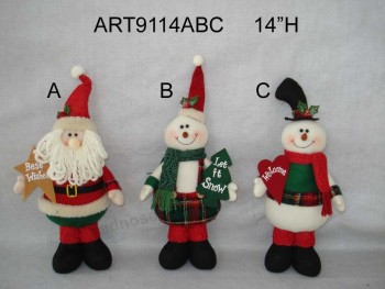 批发14“h站在圣诞老人和雪人，3助理-圣诞装饰礼品