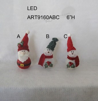 Wholesale 6"H LED Christmas Decoration EVA Santa and Snowman