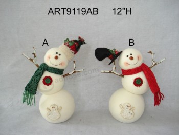 批发12“h雪人与枝条武器，2助理-圣诞装饰
