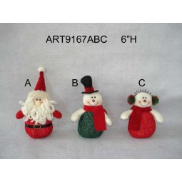 Wholesale 6"H Floral Santa and Snowman Christmas Ornament, 3 Asst