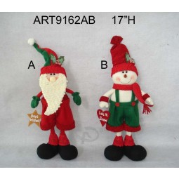 Wholesale 17"H Floral Standing Christmas Santa and Snowman Home Gift-2asst