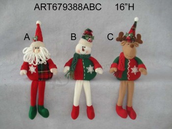 Wholesale 16"H Santa, Snowman and Moose Shelf Sittter Christmas Decoration, 3 Asst