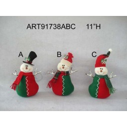 Wholesale 11"Hfloral Santa and Snowman with Twig Arms Christmas Gift-3asst