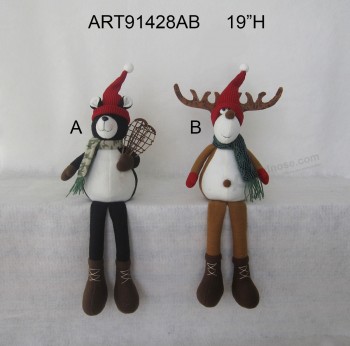 Wholesale 19"H Camo Christmas Moose and Black Bear Shelfsitter, 2 Asst