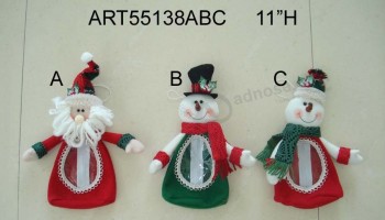 11“h圣诞老人和雪人糖果袋，2个助手-圣诞礼物