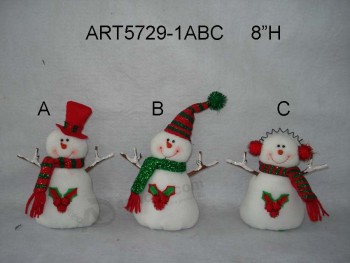 Wholesale 8"H Snowman Decoration Toys with Twig Arms, 3 Asst